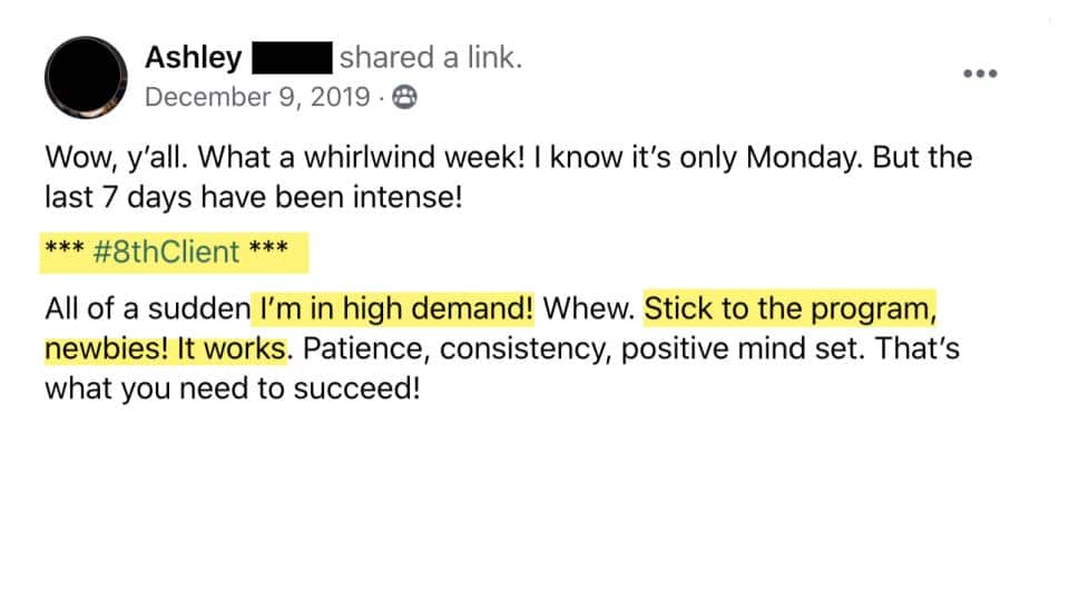 Ashley Bookkeeper Launch Testimonial