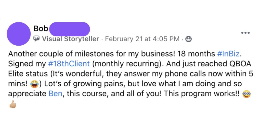 Bob Bookkeeper Launch testimonial