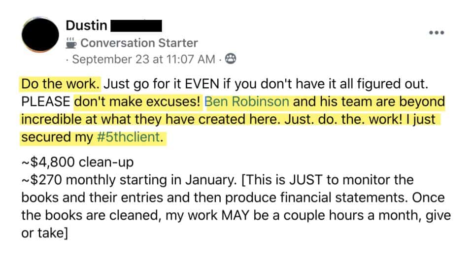 Dustin Bookkeeper Launch Testimonial