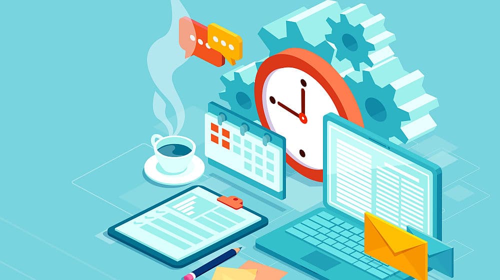 time management concept efficient use worktime set schedule ss FEATURED