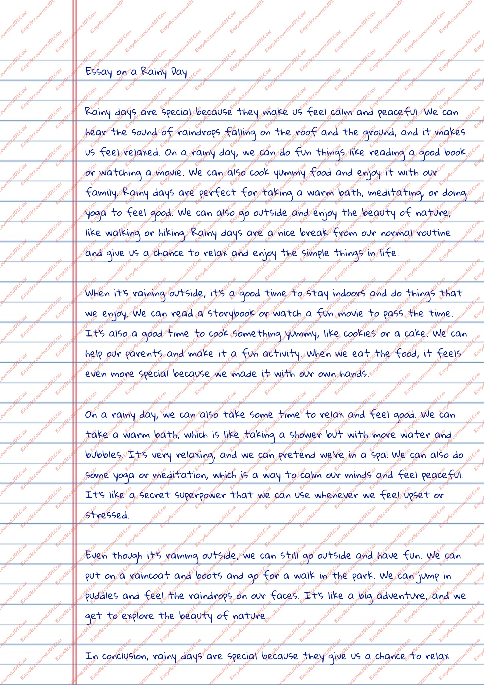 write a narrative essay on a rainy day
